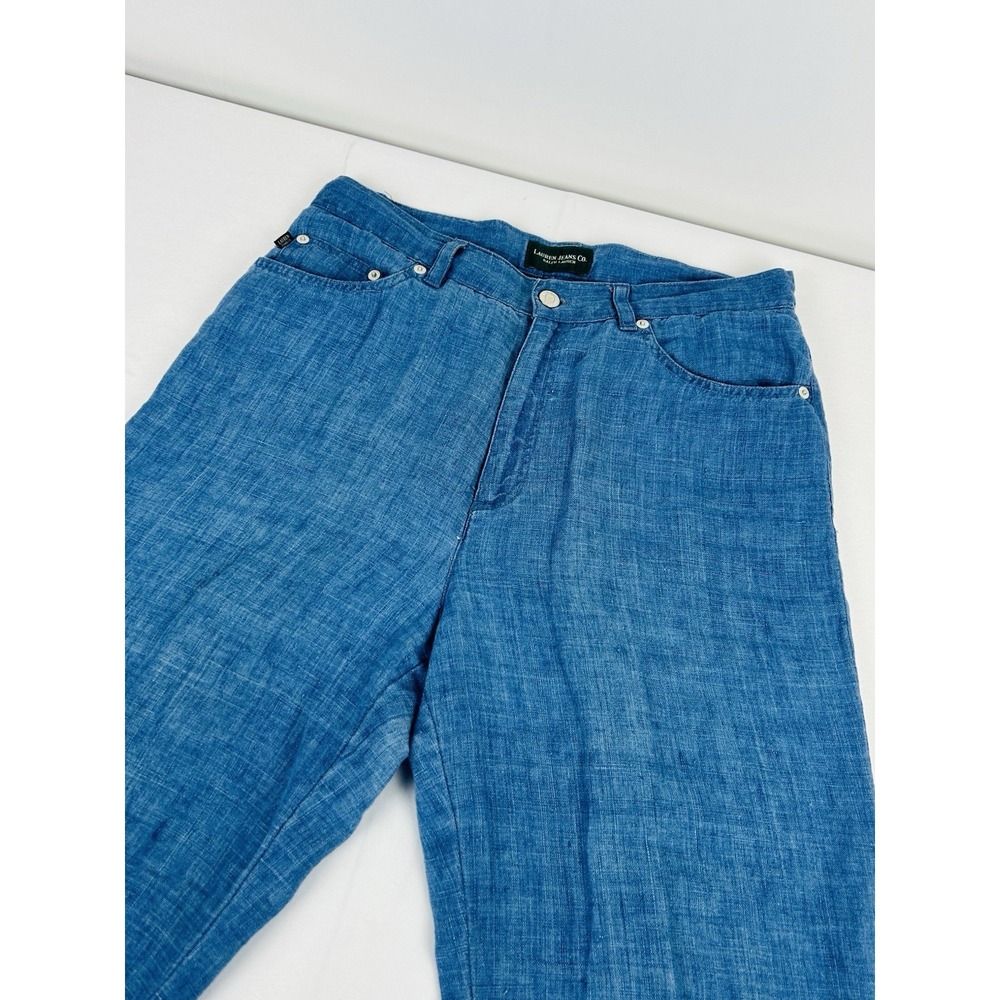 Lauren Jeans Co Ralph Lauren Women's Linen Pants Capri Size 10 100% Linen Blue